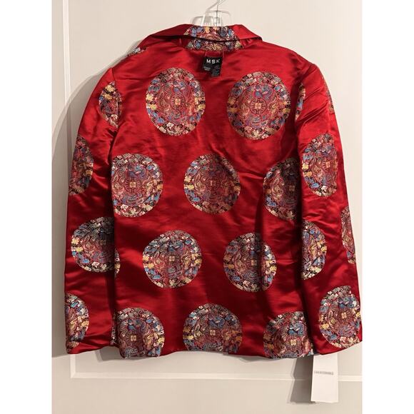 NWT old Stock Asian Chinese Brocade Red Silk reversible Jacket Sz M Old Money - Picture 5 of 13